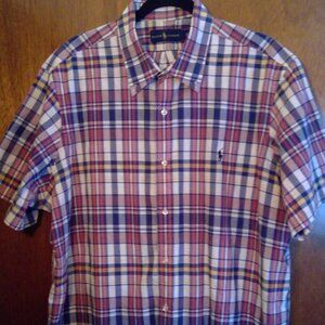 POLO RALPH LAUREN Mens Short Sleeve Plaid Button Up Size XXL